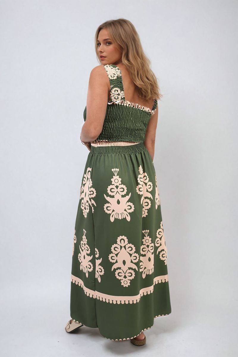 Smocked Sleeveless Flowy Tribal Print Summer Maxi Dress - Black River UK