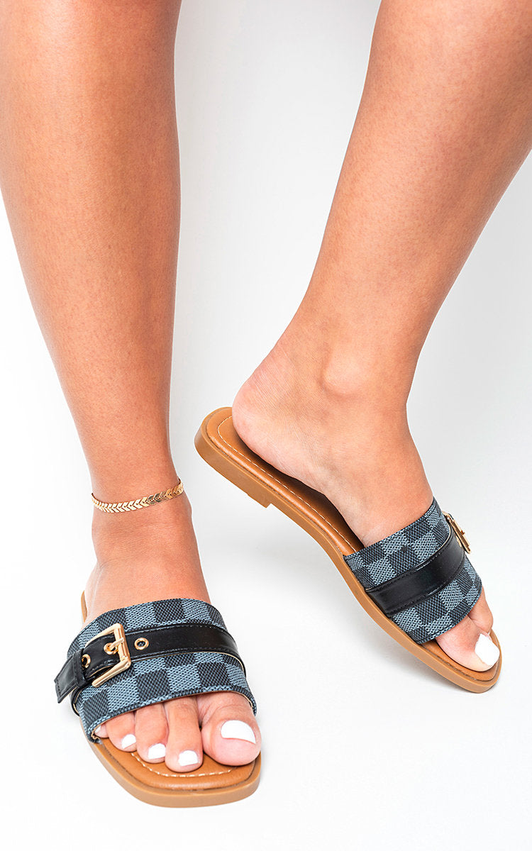 Open Toe Flat Sandals - Black River UK