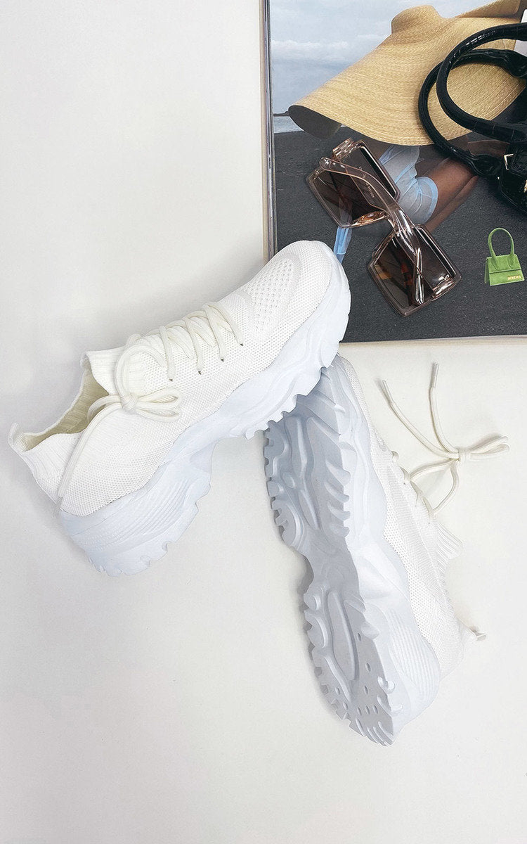 Lace Up Sock Trainer - Black River UK