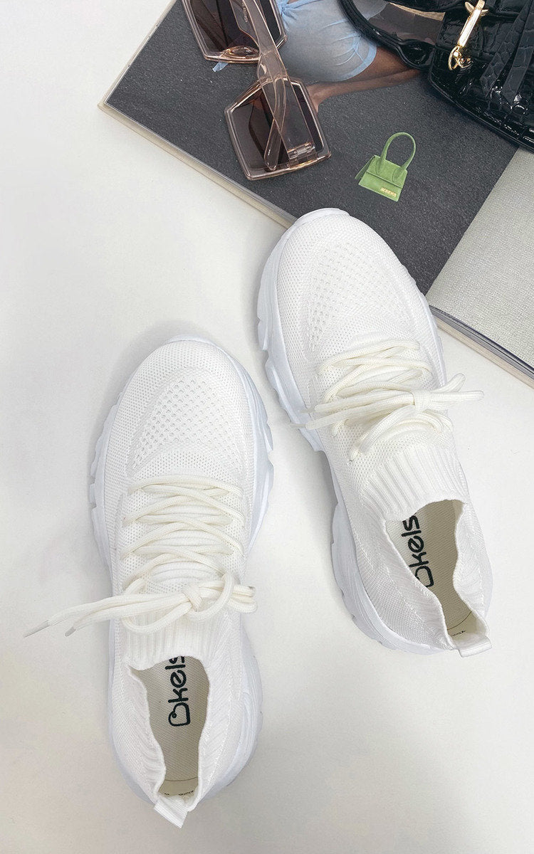 Lace Up Sock Trainer - Black River UK