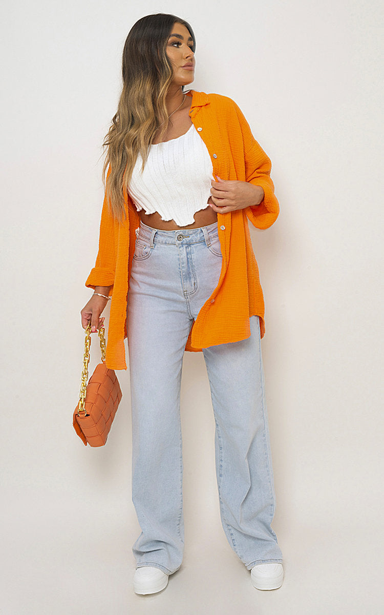 Button Down Long Sleeve Oversized Shirt - Black River UK