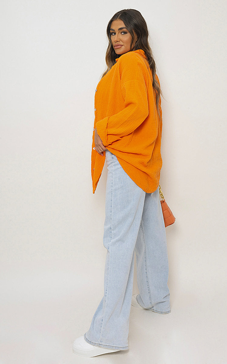 Button Down Long Sleeve Oversized Shirt - Black River UK