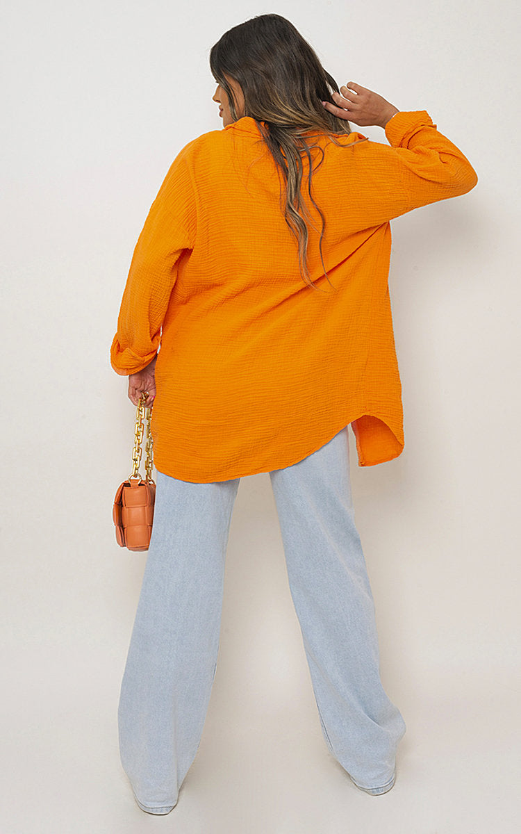 Button Down Long Sleeve Oversized Shirt - Black River UK