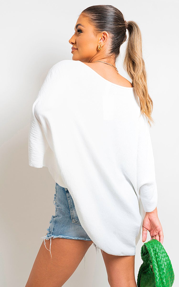 Oversized Batwing Sleeve Casual Tops - Black River UK