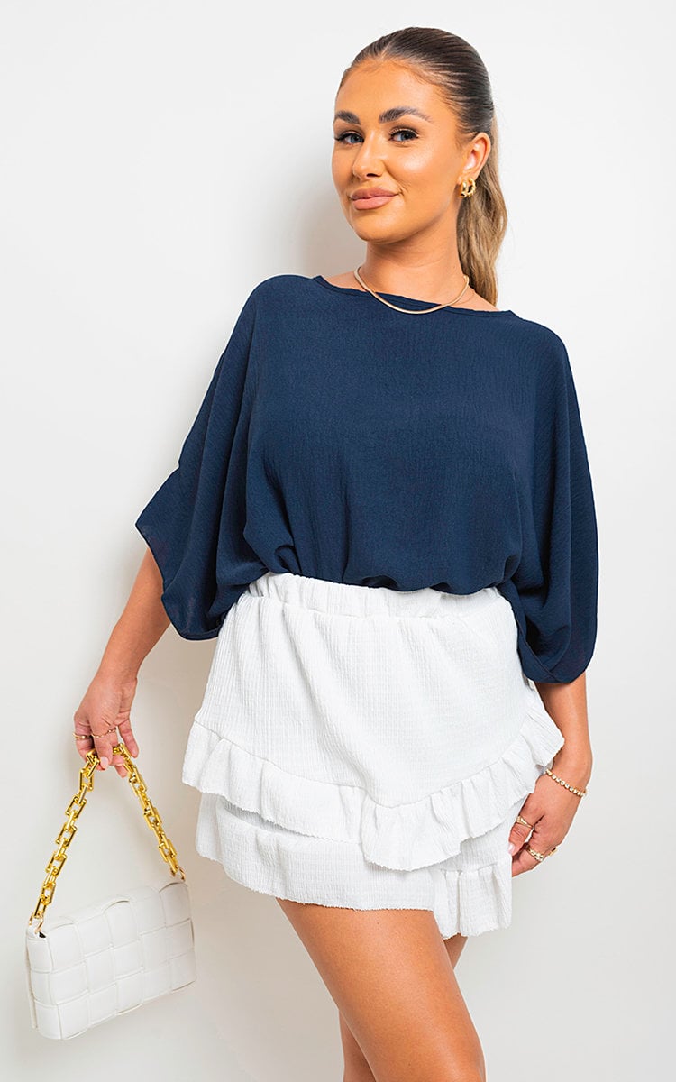 Oversized Batwing Sleeve Casual Tops - Black River UK