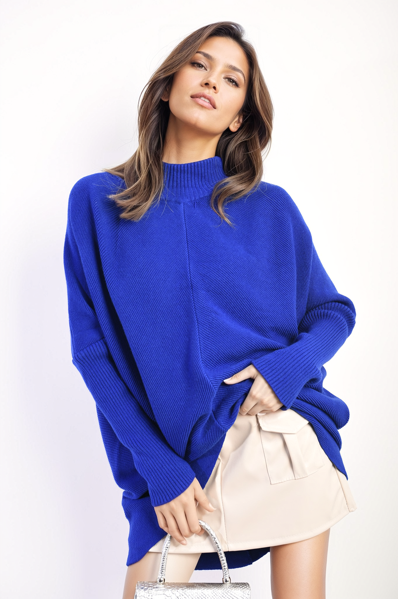 Turtle Neck Longline Knitted Jumper - Black River UK