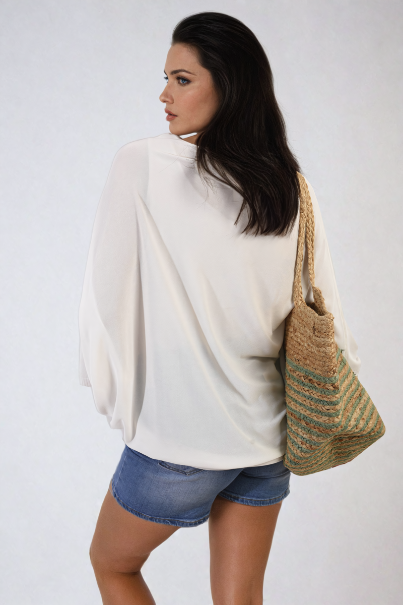 Round Neck Studded Oversized Top - Black River UK