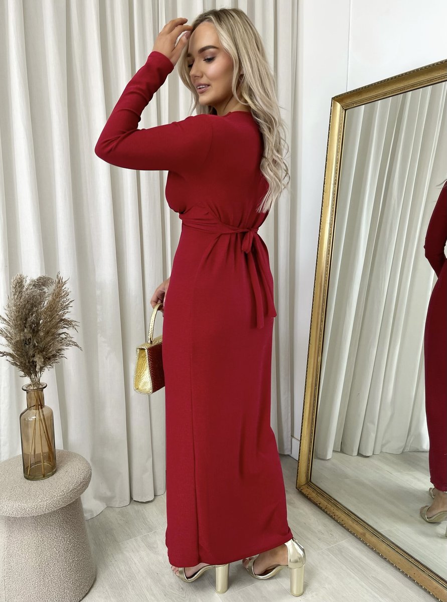 Glitter Twist Front Slit Maxi Dress - Black River UK
