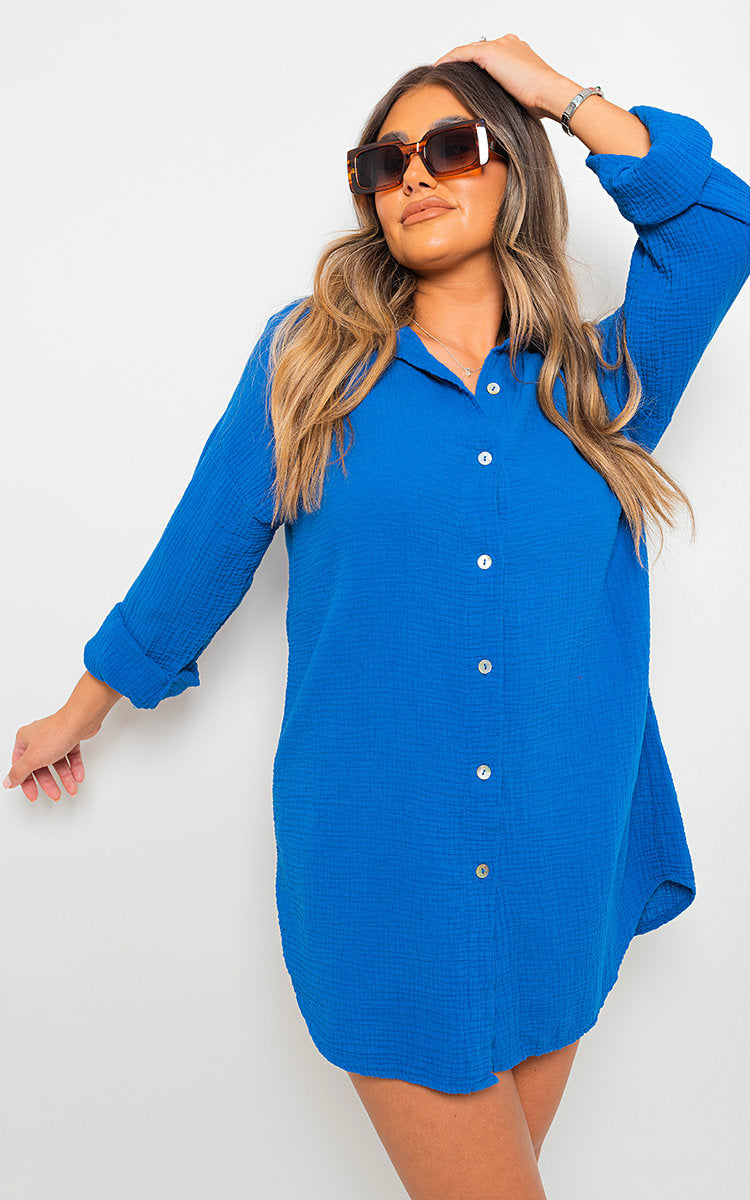 Button Down Long Sleeve Oversized Shirt - Black River UK