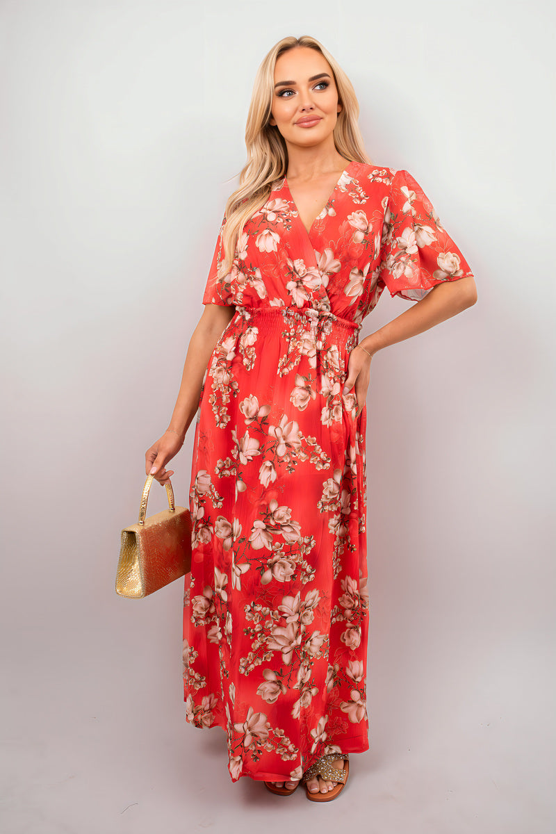 Floral Wrap Maxi Dress - Black River UK