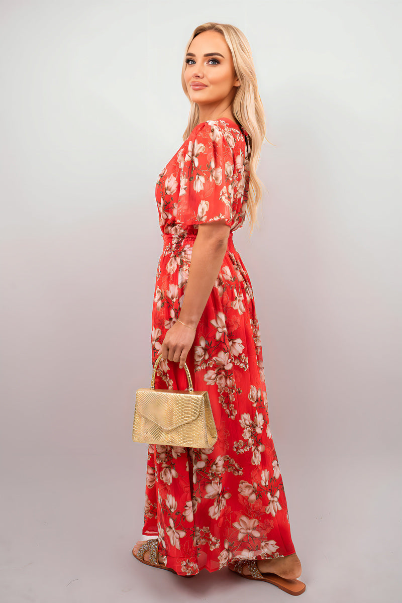 Floral Wrap Maxi Dress - Black River UK