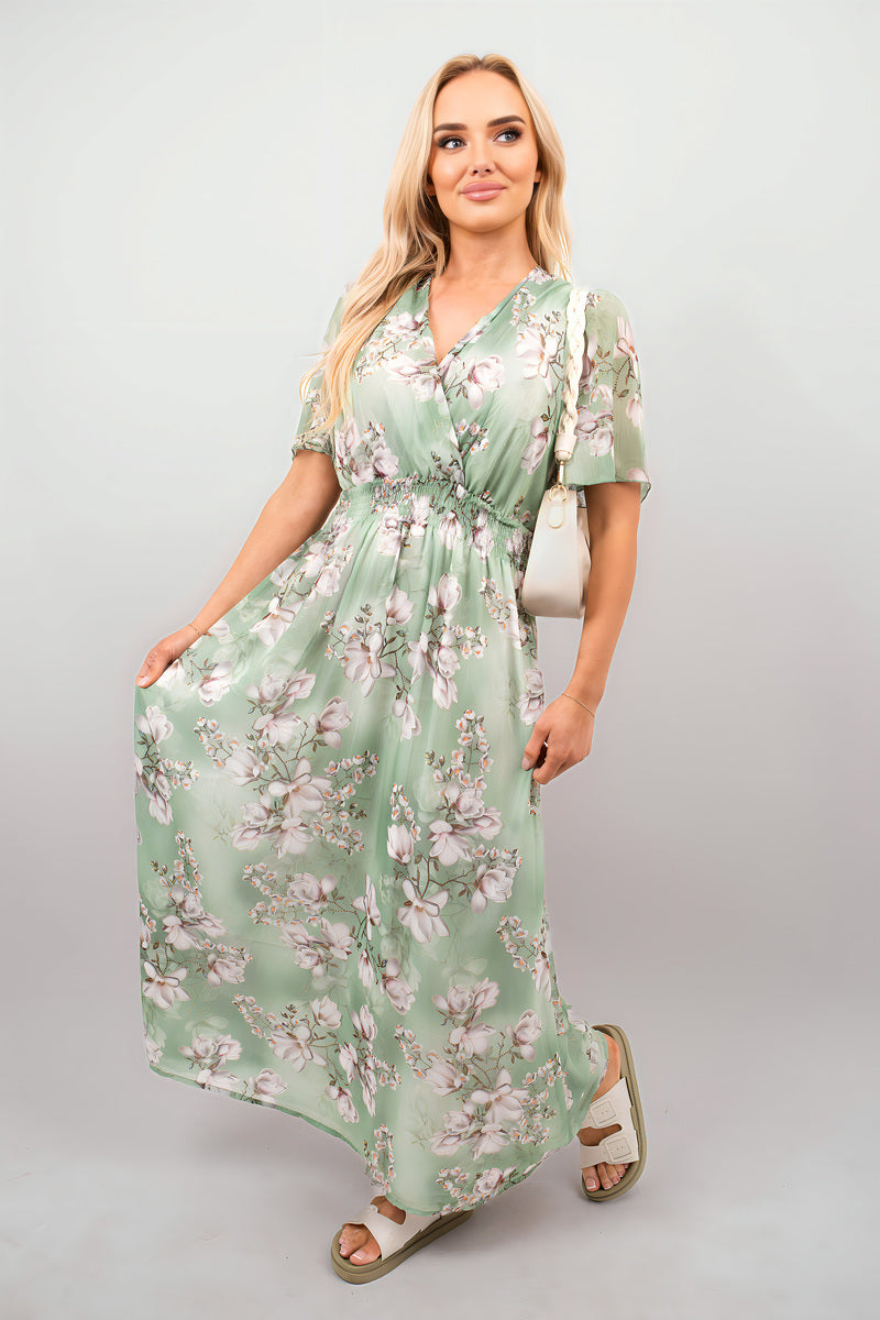 Floral Wrap Maxi Dress - Black River UK