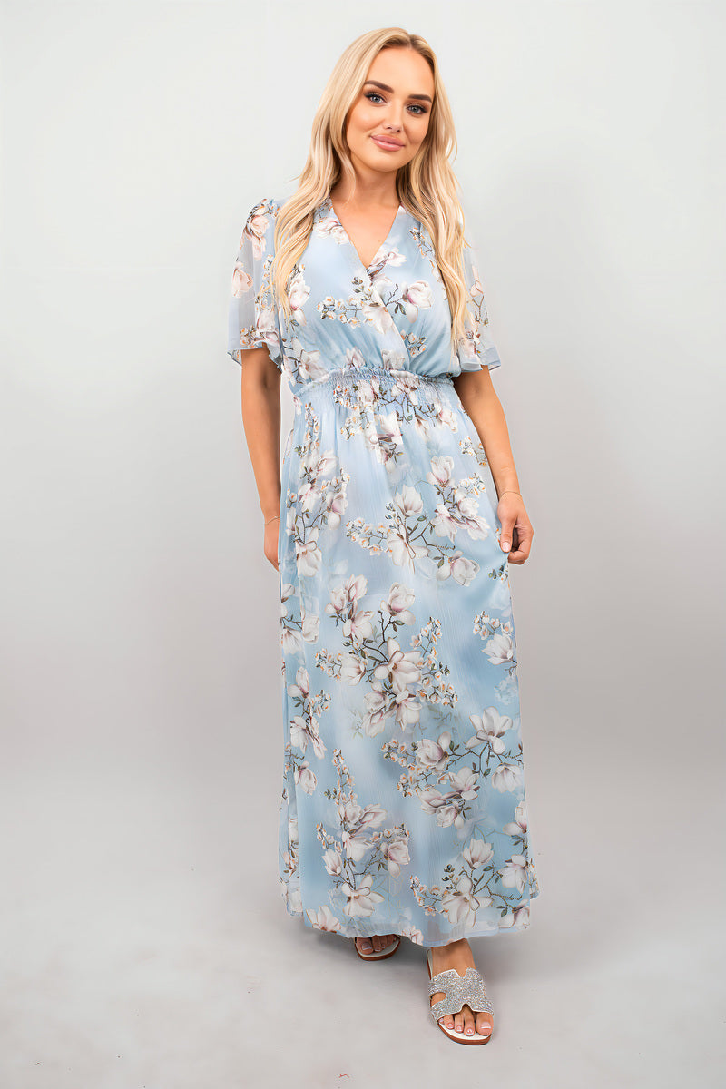 Floral Wrap Maxi Dress - Black River UK