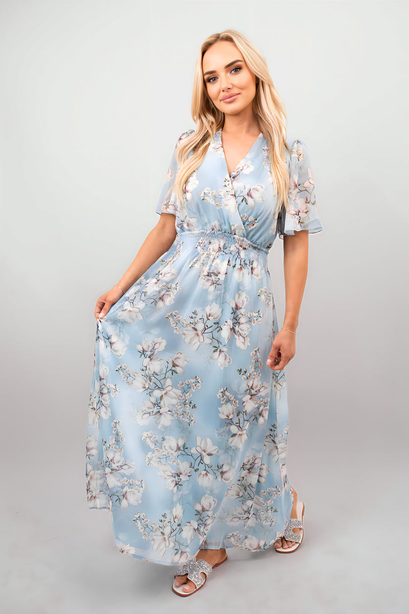 Floral Wrap Maxi Dress - Black River UK