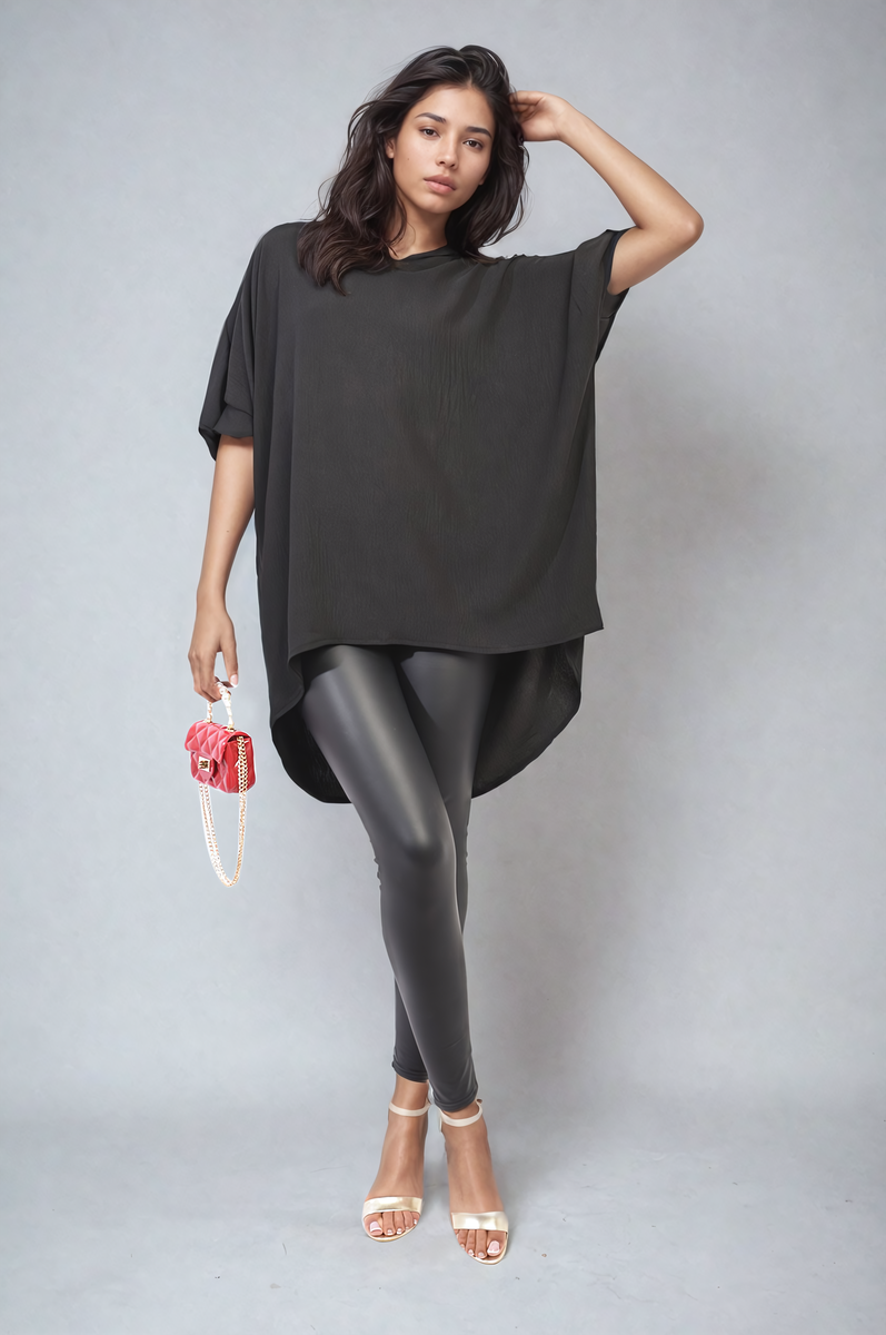 Balloon Sleeve Oversized Top - Black River UK