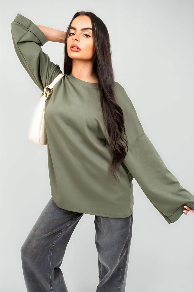 Oversized Long Sleeve Sweatshirt Top - Black River UK
