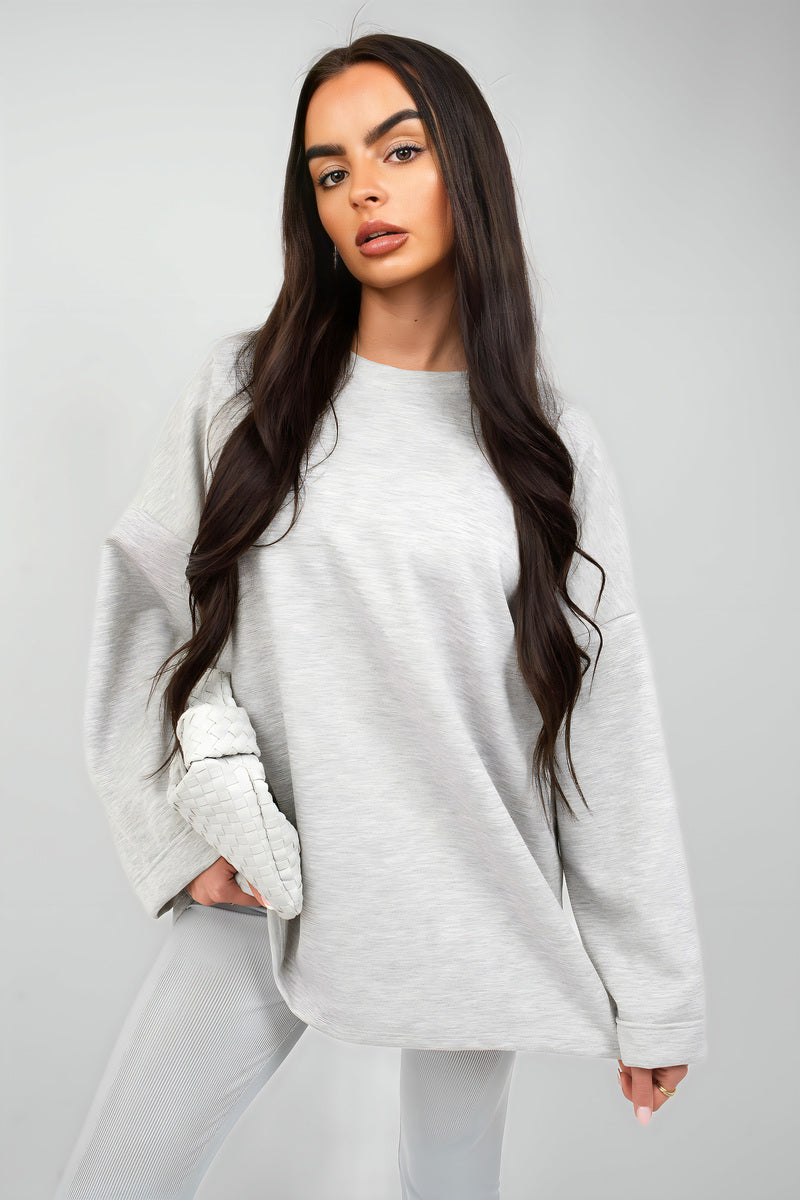 Oversized Long Sleeve Sweatshirt Top - Black River UK