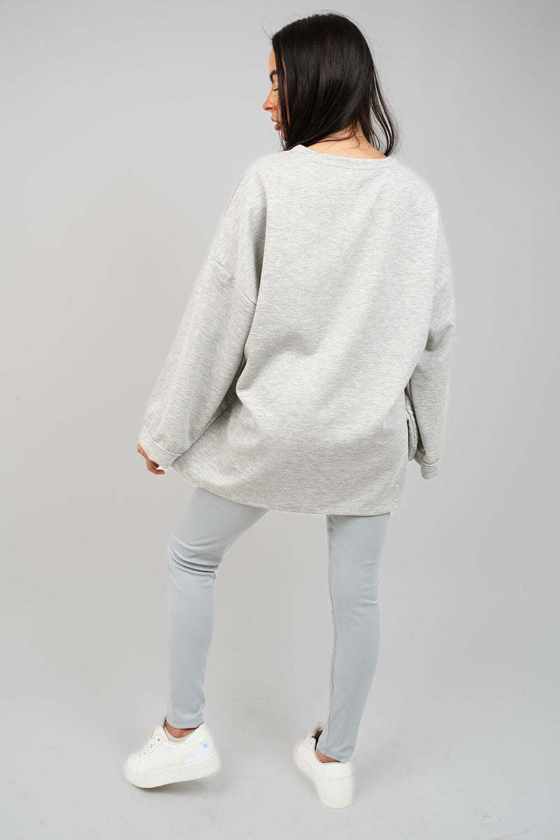 Oversized Long Sleeve Sweatshirt Top - Black River UK