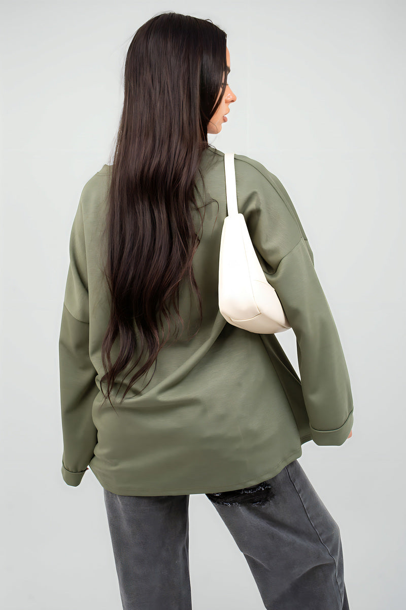 Oversized Long Sleeve Sweatshirt Top - Black River UK