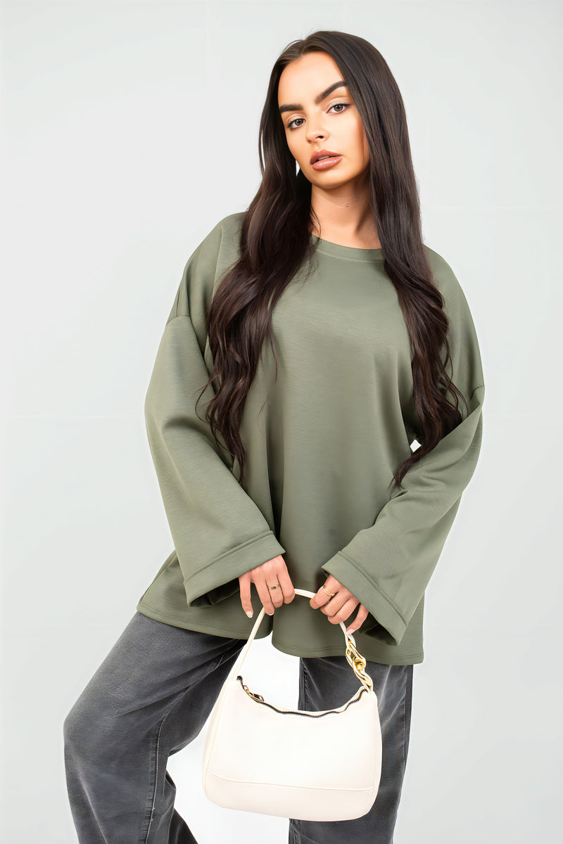 Oversized Long Sleeve Sweatshirt Top - Black River UK