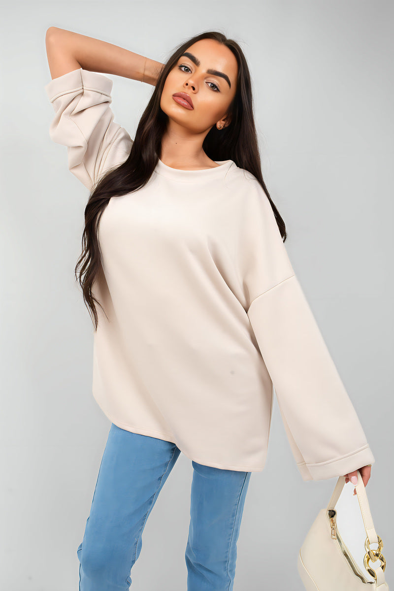 Oversized Long Sleeve Sweatshirt Top - Black River UK