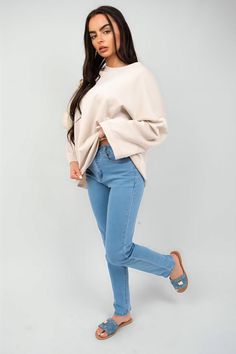 Oversized Long Sleeve Sweatshirt Top - Black River UK