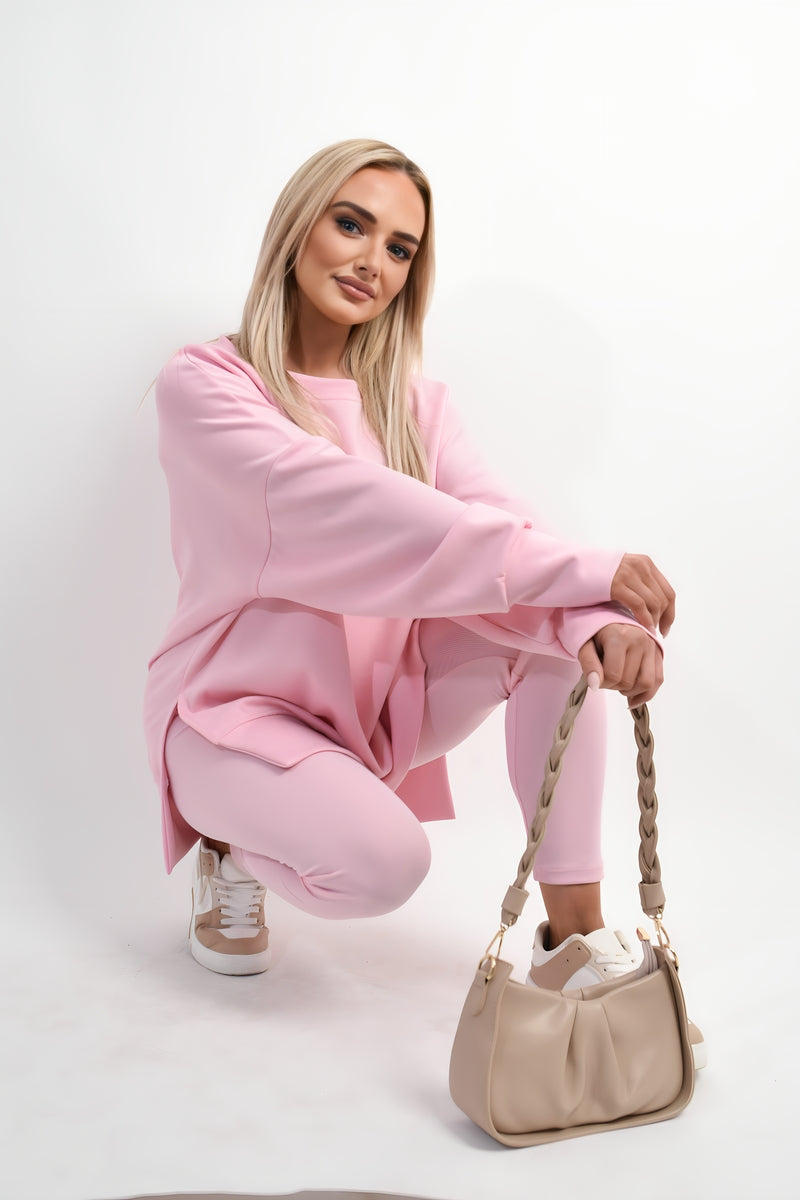 Long Sleeve Side Split Sweatshirt & Leggings Co-ord Set