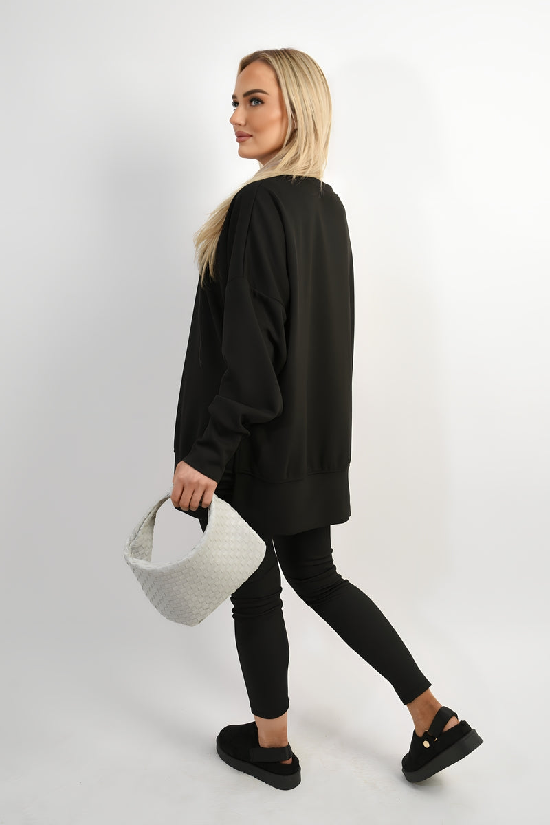 Long Sleeve Side Split Sweatshirt & Leggings Co-ord Set