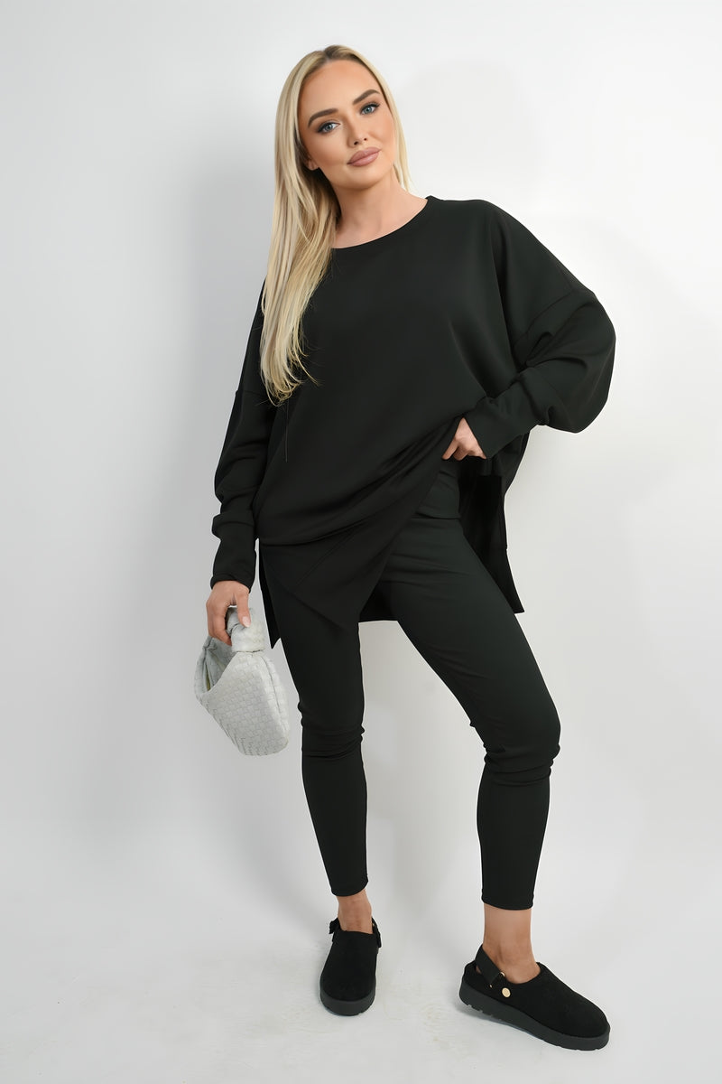 Long Sleeve Side Split Sweatshirt & Leggings Co-ord Set