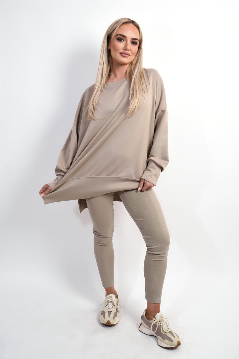 Long Sleeve Side Split Sweatshirt & Leggings Co-ord Set