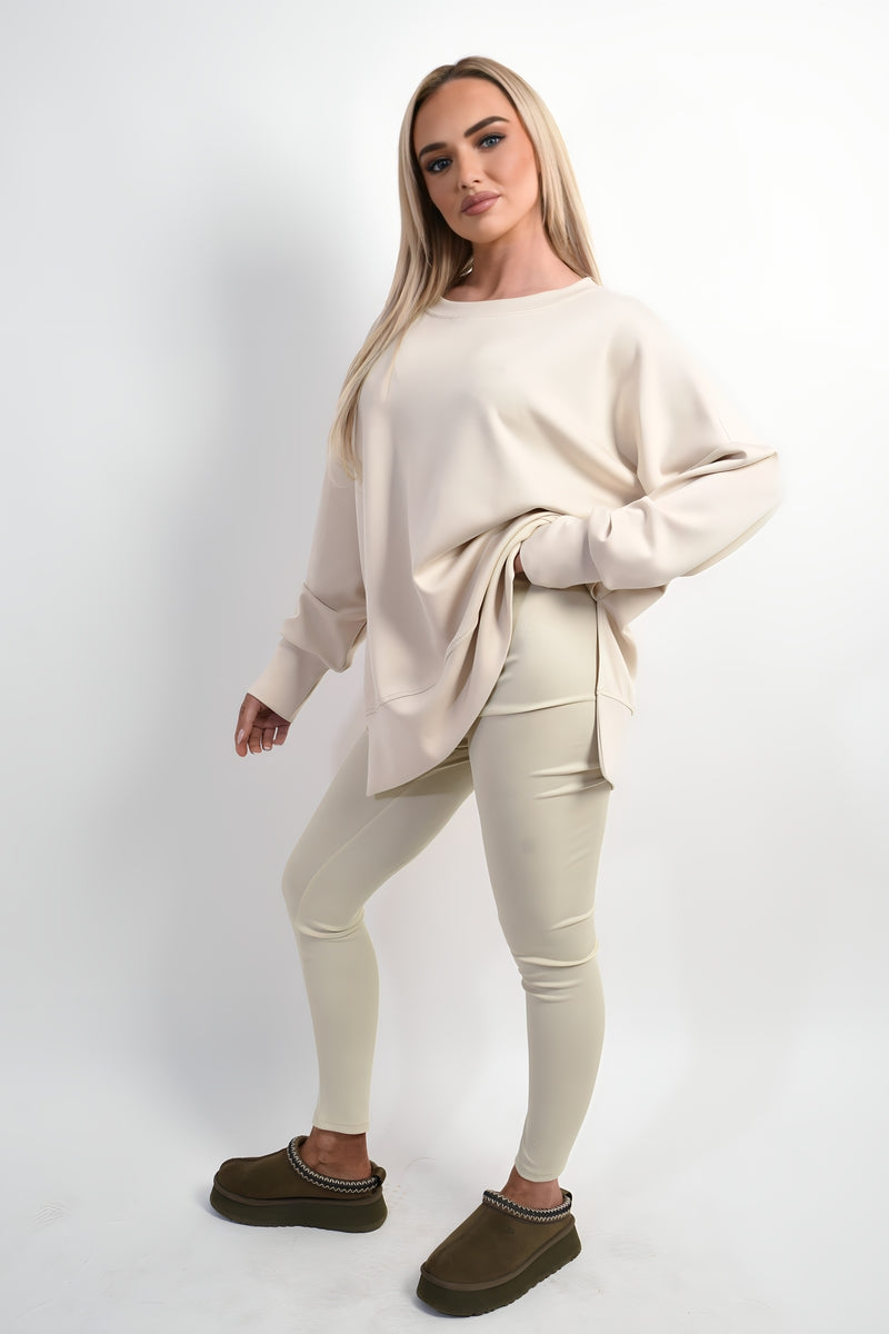 Long Sleeve Side Split Sweatshirt & Leggings Co-ord Set