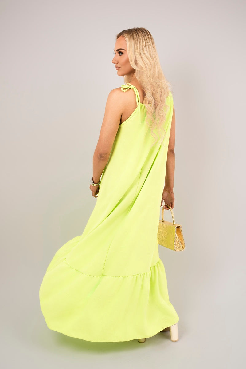 Sleeveless Beaded Halter Neck Maxi Dress with Tiered Hem - Black River UK