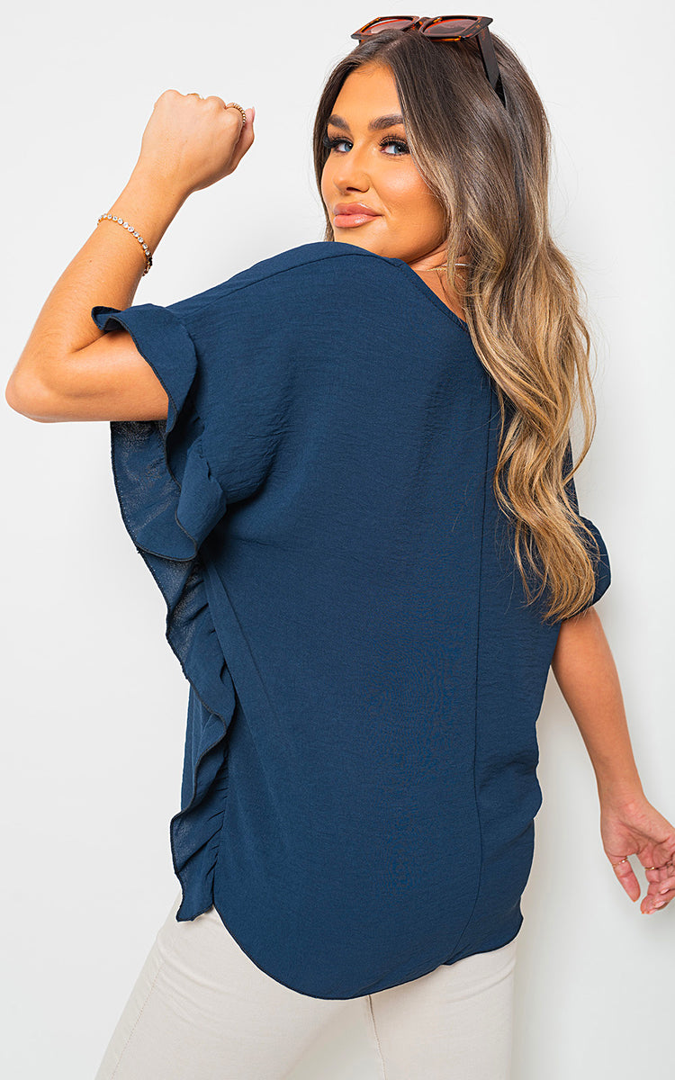 Frill Sleeve Top - Black River UK