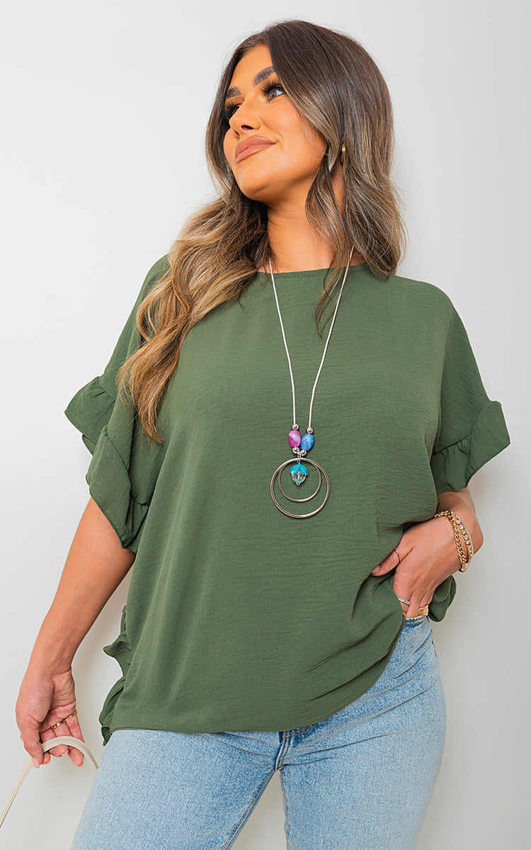 Frill Sleeve Top - Black River UK