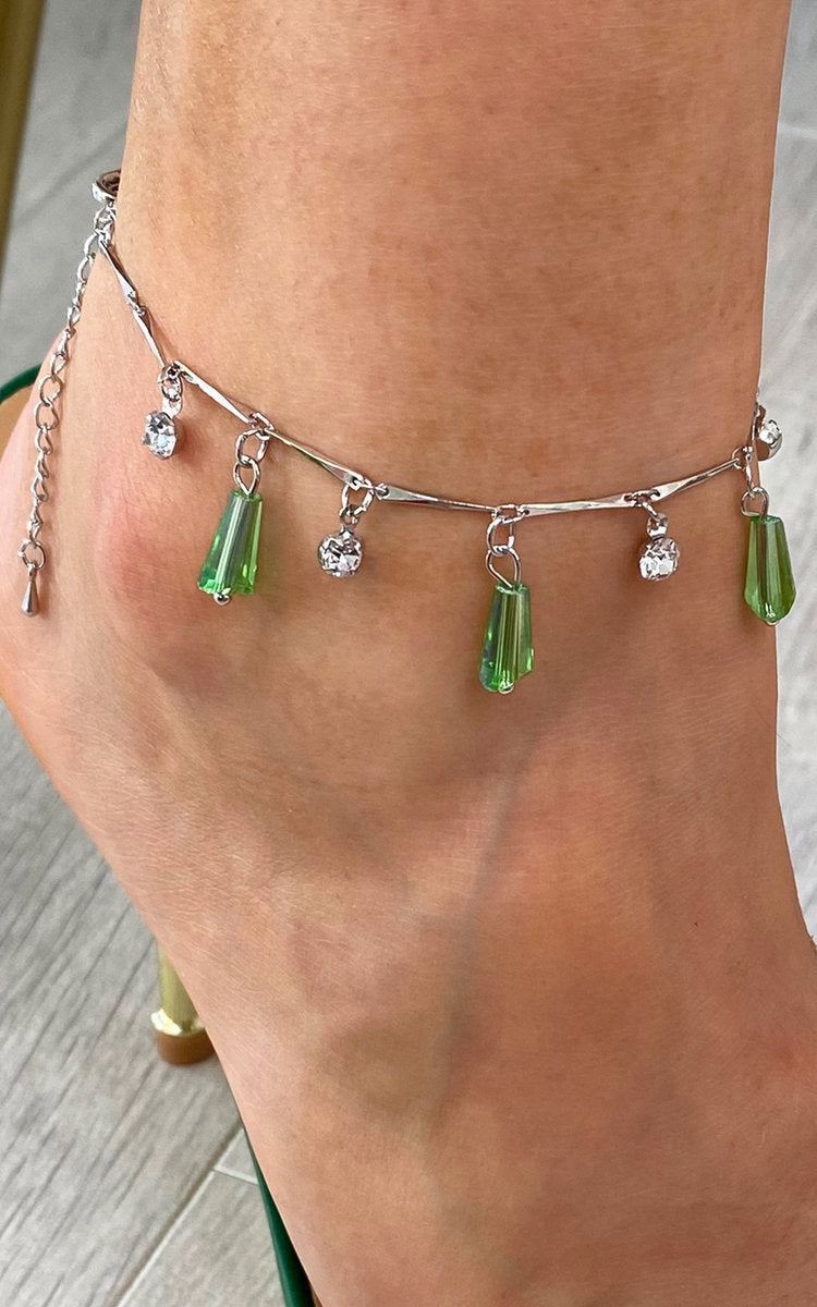 Diamante Drop Anklet - Black River UK