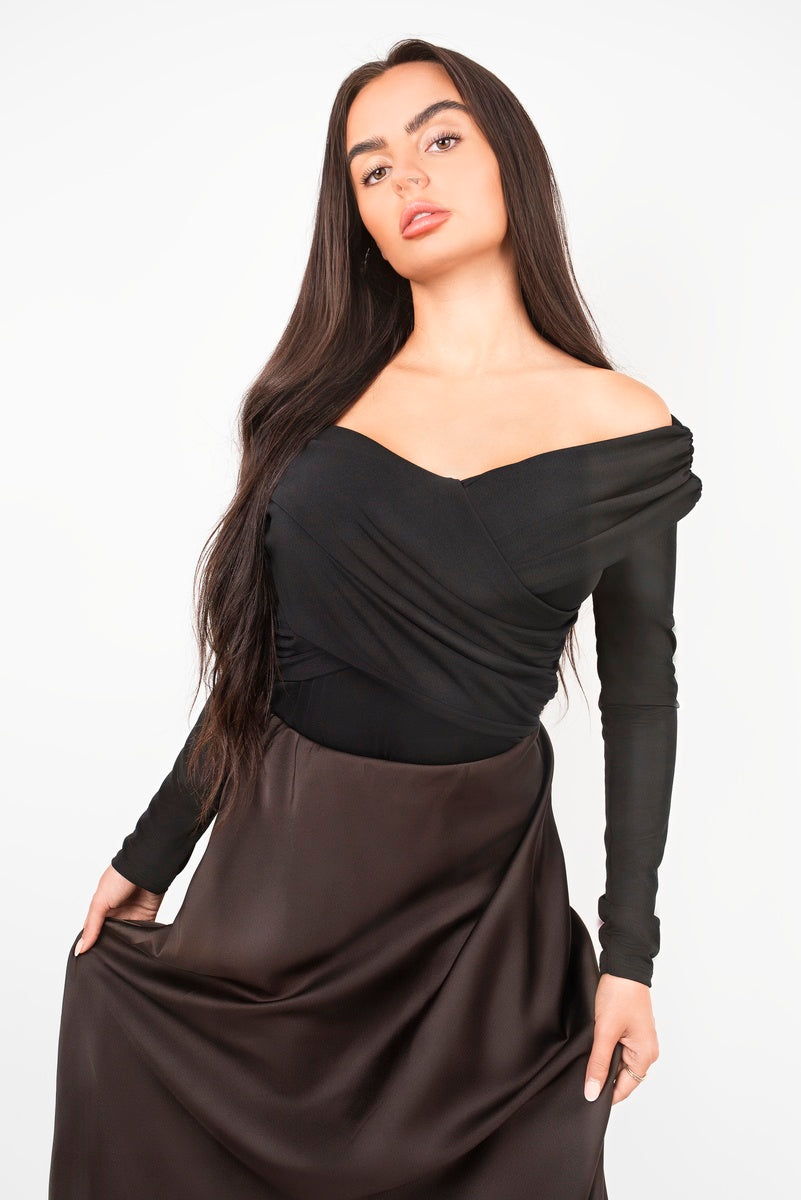 Off Shoulder Long Sleeve Bodysuit