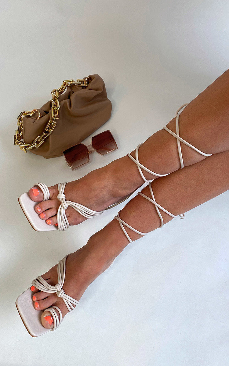 Strappy Lace Up Heels - Black River UK