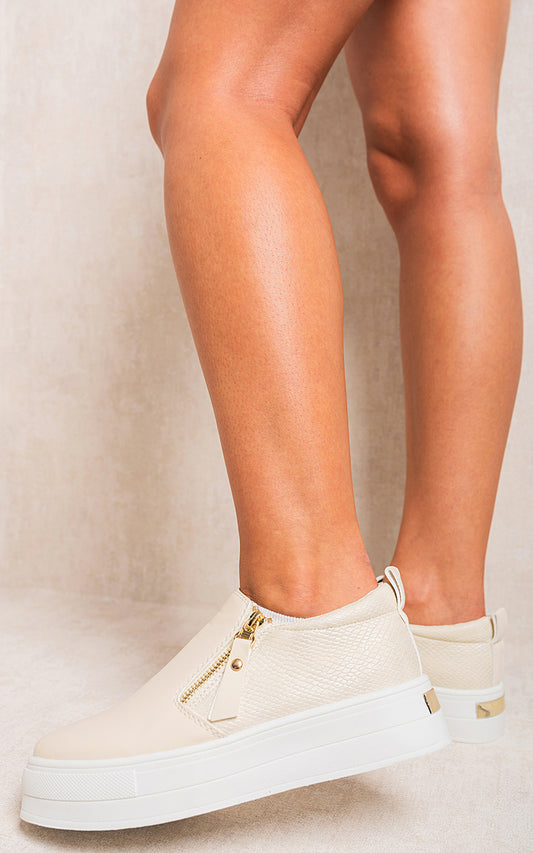 Zipper Decor Slip On Trainers - Black River UK