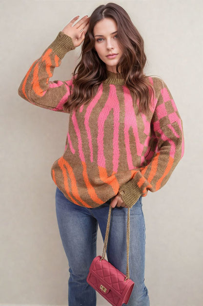 Zebra Stripe Knitted Jumper - Black River UK