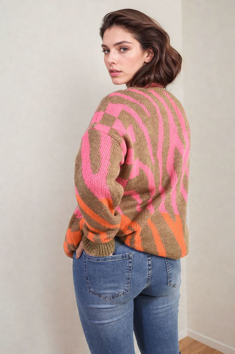 Zebra Stripe Knitted Jumper - Black River UK