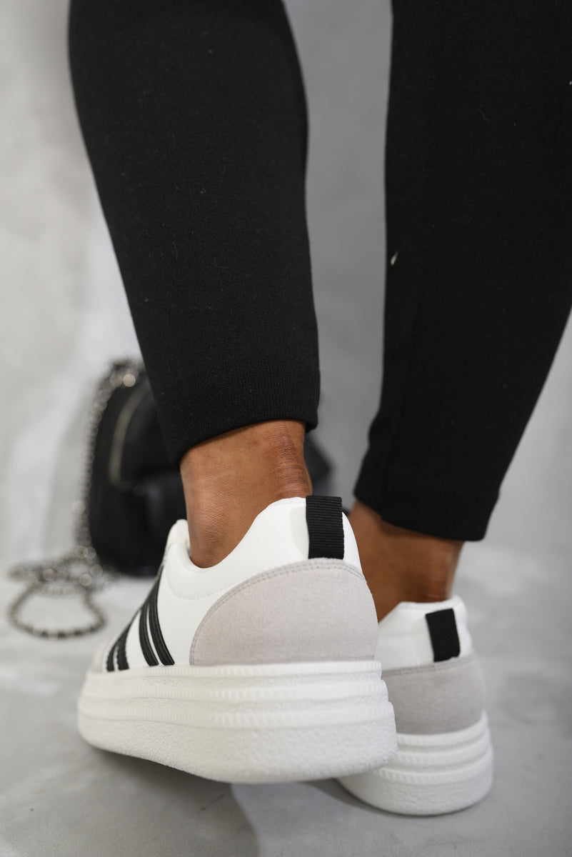 Striped Lace Up Trainers - Black River UK