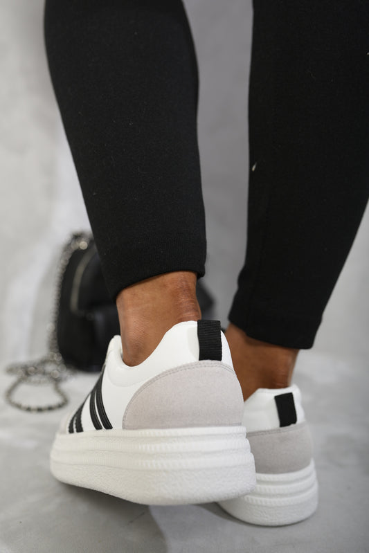 Striped Lace Up Trainers - Black River UK