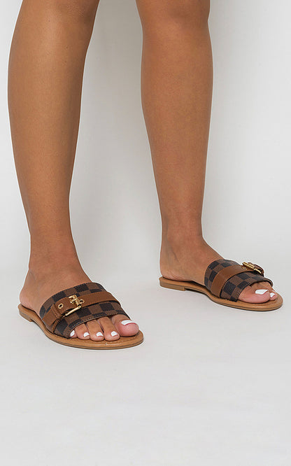 Open Toe Flat Sandals - Black River UK