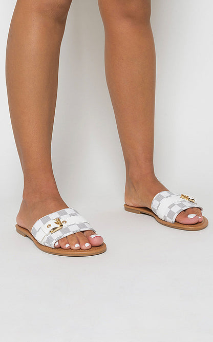 Open Toe Flat Sandals - Black River UK