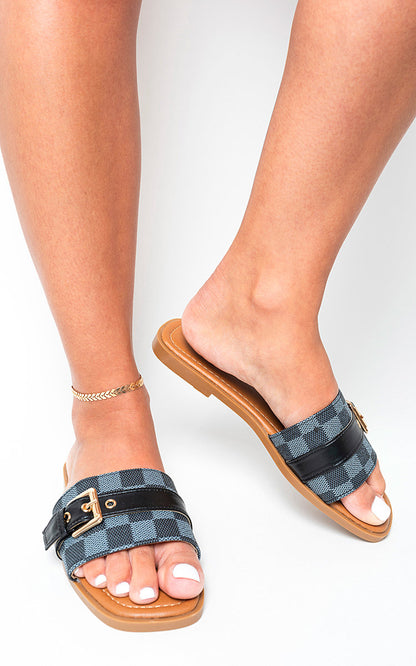 Open Toe Flat Sandals - Black River UK
