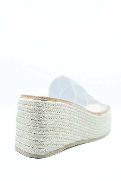 Transparent Double Strap Platform Wedge Heels - Black River UK