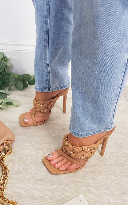 Braided Slip on Mule with Chain Detail - Black River UK