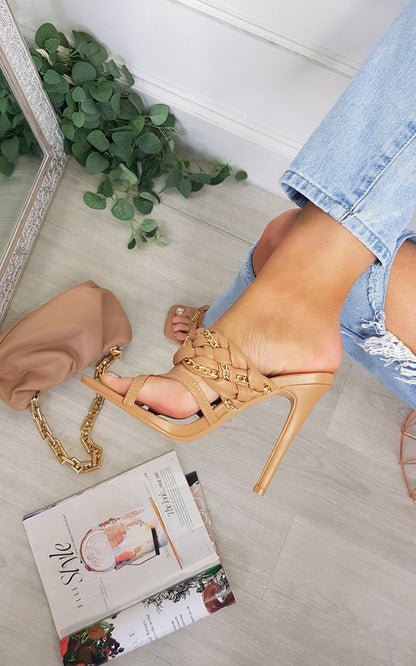 Braided Slip on Mule with Chain Detail - Black River UK