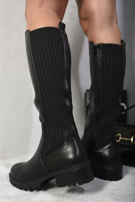 Zip Up Knee High Boots - Black River UK