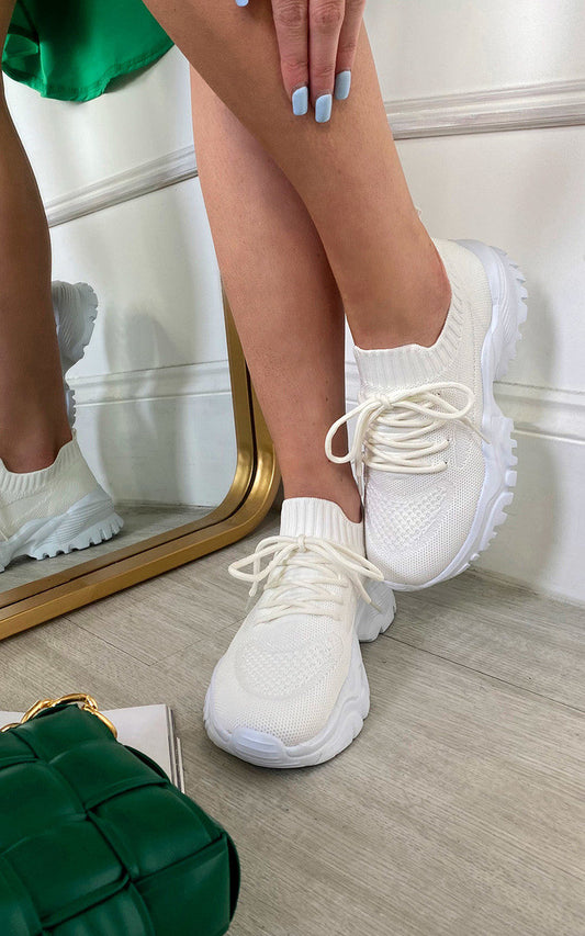 Lace Up Sock Trainer - Black River UK